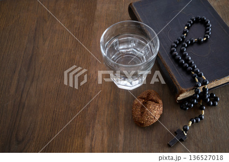 Fasting and prayer elements during lent or spiritual devotion 136527018