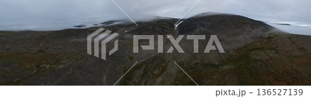 Aerial view Chukotka wilderness landscape Arctic coastal beauty landscape 136527139