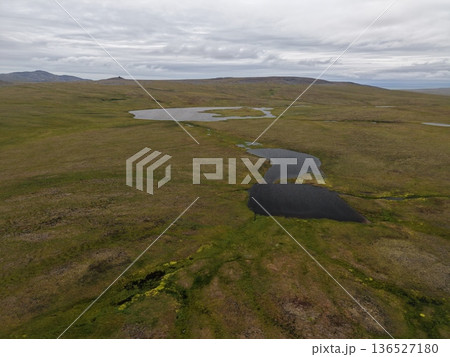 Remote Chukotka Arctic landscape pristine wilderness from above landscape Remote Chukotka Arctic landscape pristine wilderness from above landscape 136527180