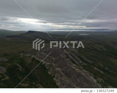 Remote Chukotka Arctic landscape pristine wilderness from above landscape 136527249