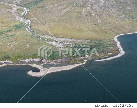Remote Chukotka Arctic landscape pristine wilderness from above landscape 136527250
