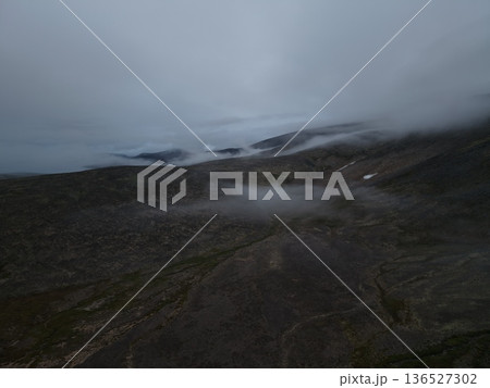 Aerial view Bering strait Chukotka remote pristine nature wilderness landscape Aerial view Bering strait Chukotka remote pristine nature wilderness landscape 136527302