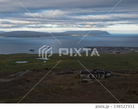 Chukotka Arctic coastline Bering wilderness pristine landscape view landscape Chukotka Arctic coastline Bering wilderness pristine landscape view landscape 136527311