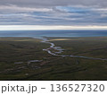 Aerial view Chukotka wilderness landscape Arctic coastal beauty landscape 136527320