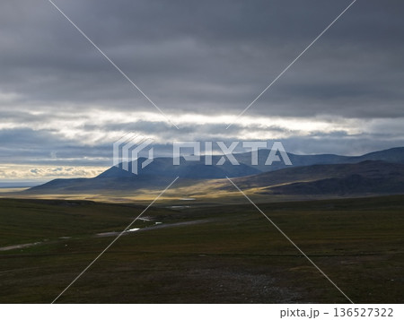 Chukotka Arctic coastline Bering wilderness pristine landscape view landscape Chukotka Arctic coastline Bering wilderness pristine landscape view landscape 136527322