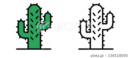サボテンのアイコンセット・ベクターイラスト・観葉植物・砂漠 136528050