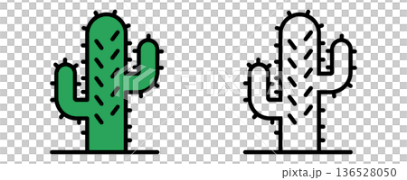 サボテンのアイコンセット・ベクターイラスト・観葉植物・砂漠 136528050