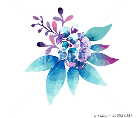 Watercolor floral abstraction object. Hand drawn. Not AI, vector illustration. Watercolor floral abstraction object. Hand drawn. Not AI, vector illustration. 136528337