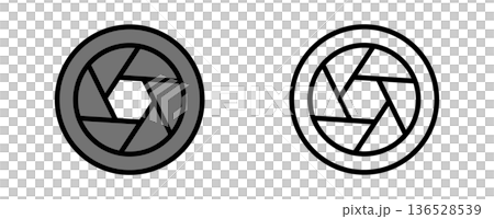 カメラのシャッターのアイコンセット・ベクターイラスト・線画 136528539