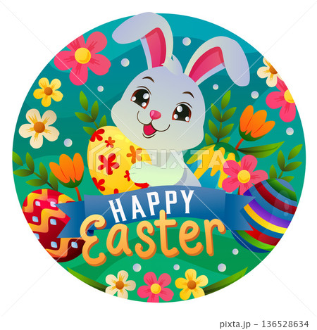 happy bunny easter round decoration happy bunny easter round decoration 136528634