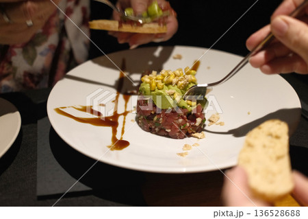 Fresh Tuna Tartare Served as Gourmet Appetizer Fresh Tuna Tartare Served as Gourmet Appetizer 136528688