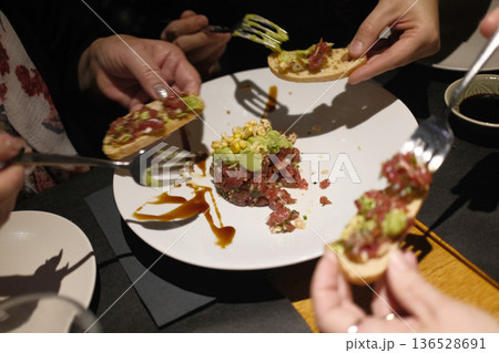 Fresh Tuna Tartare Served as Gourmet Appetizer 136528691