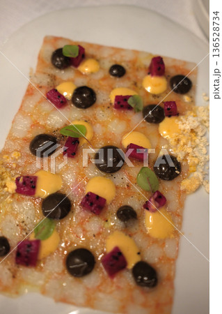 Shrimp Carpaccio Served as Gourmet Seafood Starter Shrimp Carpaccio Served as Gourmet Seafood Starter 136528734
