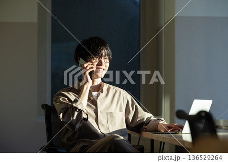 仕事をする男性 仕事をする男性 136529264