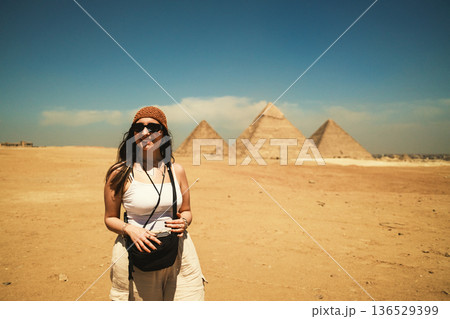 Smiling Woman On Vacation In Egypt Smiling Woman On Vacation In Egypt 136529399