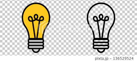 電球のアイコンと線画のイラストセット 136529524