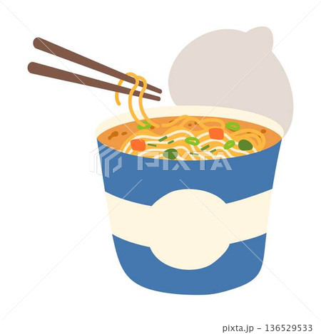 A Cup of Instant Ramen Noodle Illustration A Cup of Instant Ramen Noodle Illustration 136529533