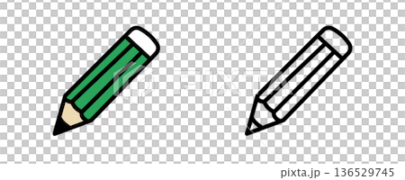 Pencil illustration, icon set, stationery, writing implement, vector Pencil illustration, icon set, stationery, writing implement, vector 136529745