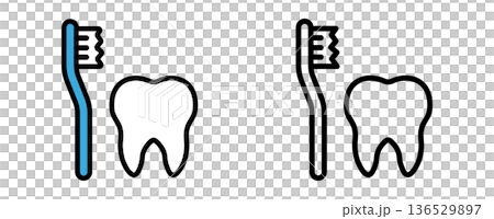 Toothbrush and teeth icon set, oral care and dental checkup illustration 136529897