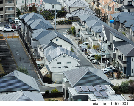 高所から見た冬の名古屋市の都市景観のパノラマの全景風景 高所から見た冬の名古屋市の都市景観のパノラマの全景風景 136530033