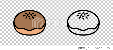 紅豆麵包圖示集，日式甜點和烘焙店向量圖 136530079