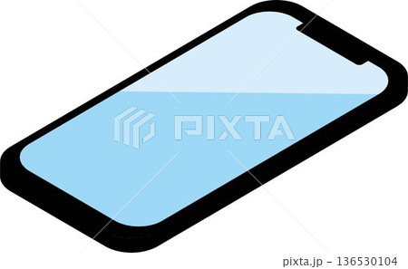 アイソメトリックなスマートフォンのイラスト。立体的なスマホフレーム、モックアップ素材 アイソメトリックなスマートフォンのイラスト。立体的なスマホフレーム、モックアップ素材 136530104