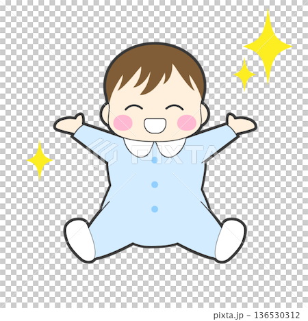 一張嬰兒張開雙臂大笑的插圖 一張嬰兒張開雙臂大笑的插圖 136530312