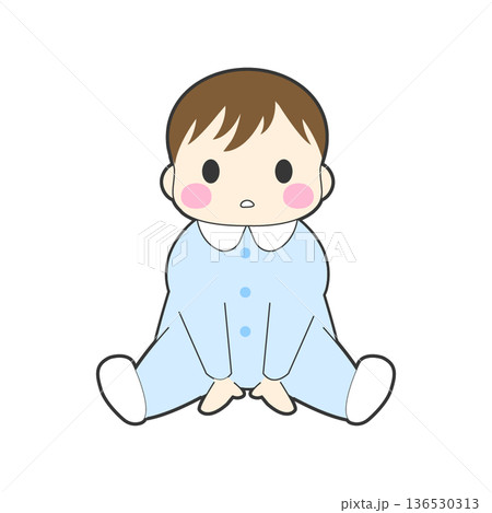 おすわりする赤ちゃんのイラスト 136530313