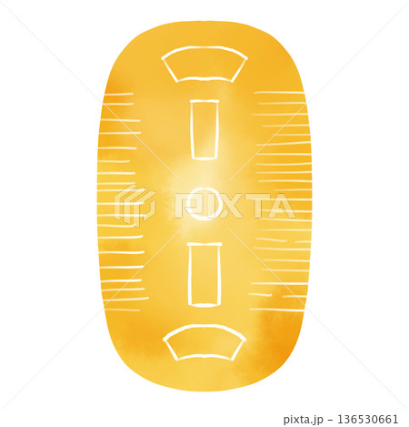 水彩風の小判のイラスト 金運上昇の縁起物素材 136530661
