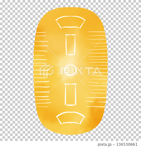 水彩風の小判のイラスト 金運上昇の縁起物素材 136530661