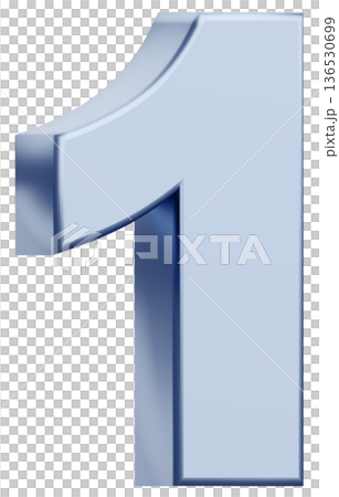 3D素材_数字_1_メタリック_銀 3D素材_数字_1_メタリック_銀 136530699