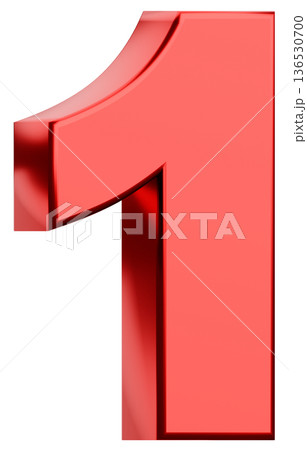 3D素材_数字_1_メタリック_赤 136530700