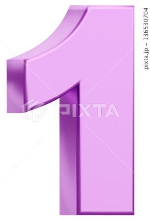 3D素材_数字_1_メタリック_紫 136530704