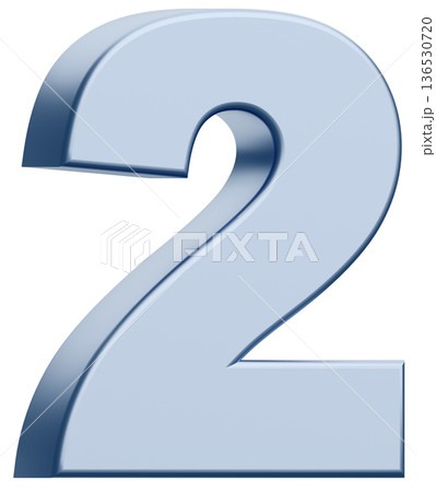 3D素材_数字_2_メタリック_銀 3D素材_数字_2_メタリック_銀 136530720