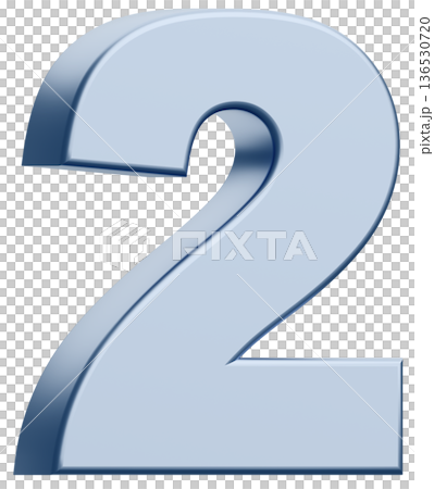 3D素材_数字_2_メタリック_銀 3D素材_数字_2_メタリック_銀 136530720