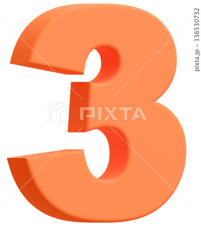3D素材_数字_3_オレンジ 3D素材_数字_3_オレンジ 136530732