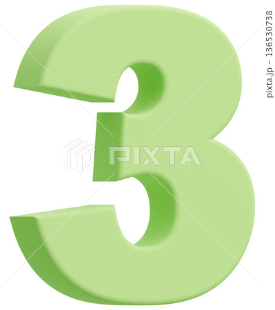 3D素材_数字_3_黄緑 136530738