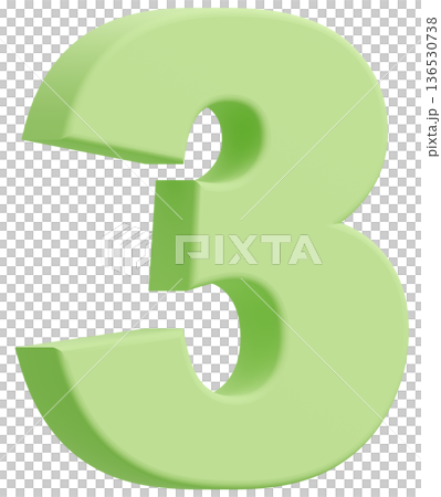 3D素材_数字_3_黄緑 136530738