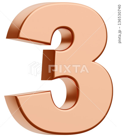 3D素材_数字_3_メタリック_金 3D素材_数字_3_メタリック_金 136530740