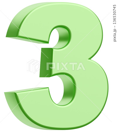 3D素材_数字_3_メタリック_緑 3D素材_数字_3_メタリック_緑 136530745