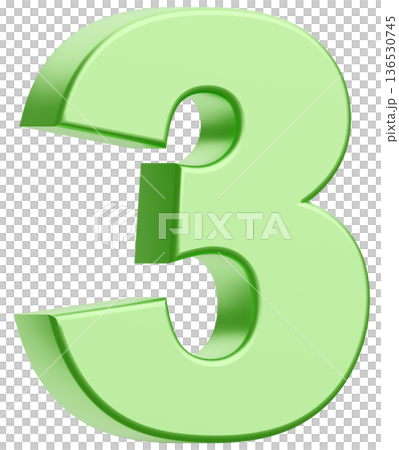 3D素材_数字_3_メタリック_緑 3D素材_数字_3_メタリック_緑 136530745