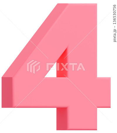 3D素材_数字_4_ピンク 136530756