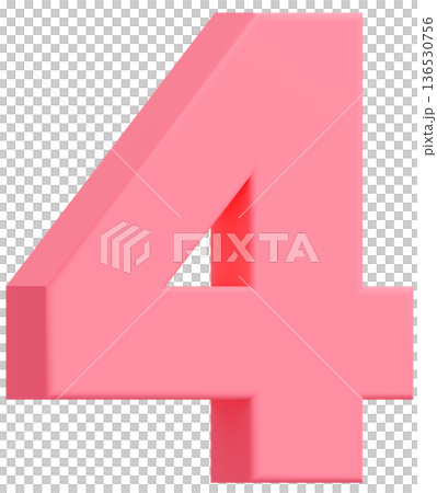 3D素材_数字_4_ピンク 136530756