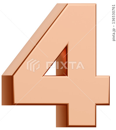 3D素材_数字_4_メタリック_金 136530761