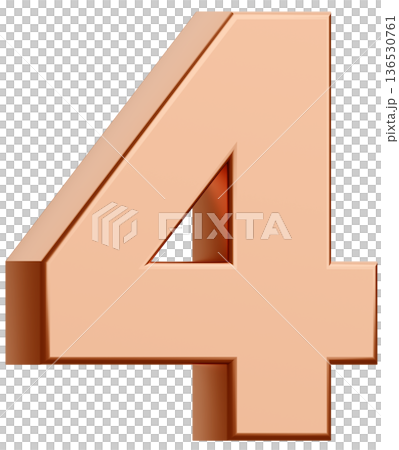 3D素材_数字_4_メタリック_金 136530761