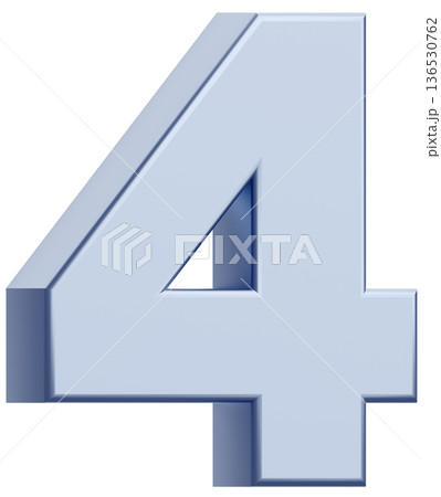 3D素材_数字_4_メタリック_銀 3D素材_数字_4_メタリック_銀 136530762