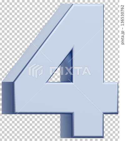 3D素材_数字_4_メタリック_銀 3D素材_数字_4_メタリック_銀 136530762