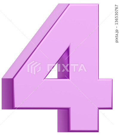 3D素材_数字_4_メタリック_紫 3D素材_数字_4_メタリック_紫 136530767