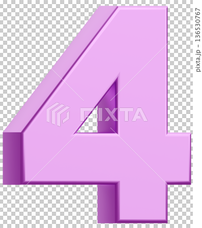 3D素材_数字_4_メタリック_紫 3D素材_数字_4_メタリック_紫 136530767