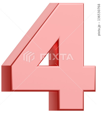 3D素材_数字_4_メタリック_ピンク 136530768